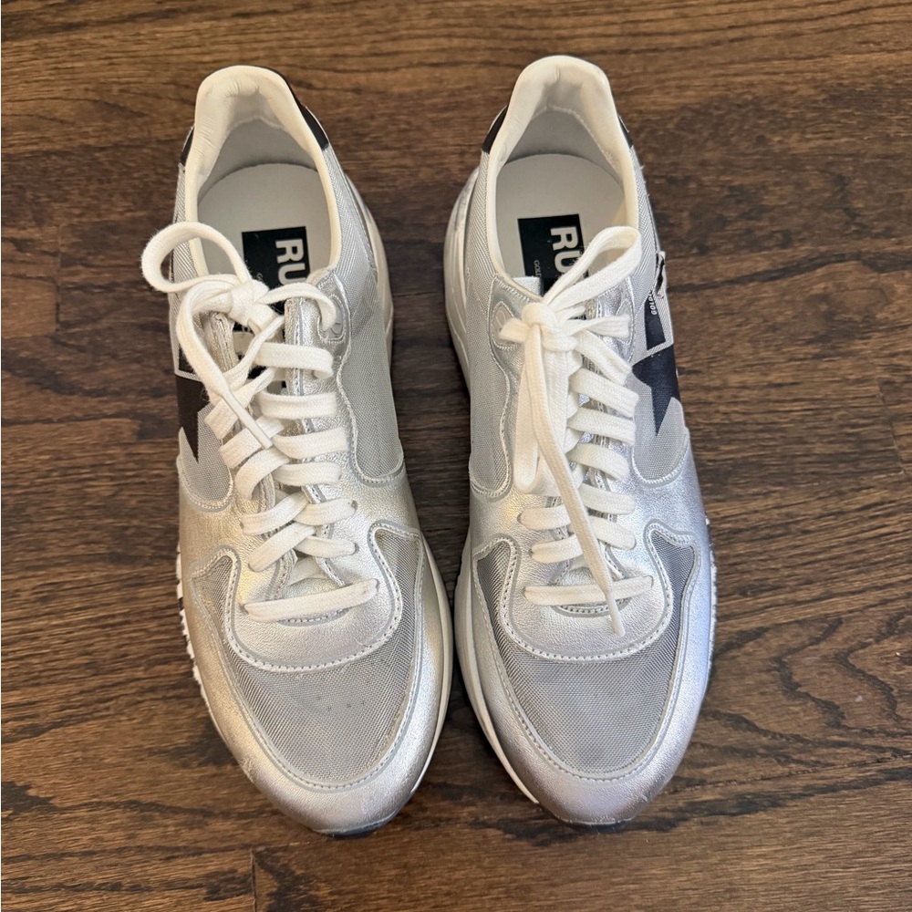 Golden Goose White Silver Gray Running Sneakers - Picture 7 of 7